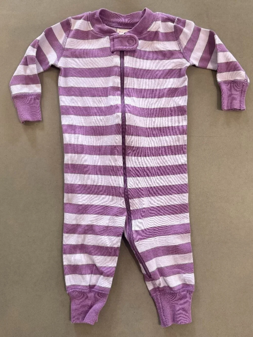 Hanna Andersson Purple Striped Zip Sleeper Pajamas 3-6 Months